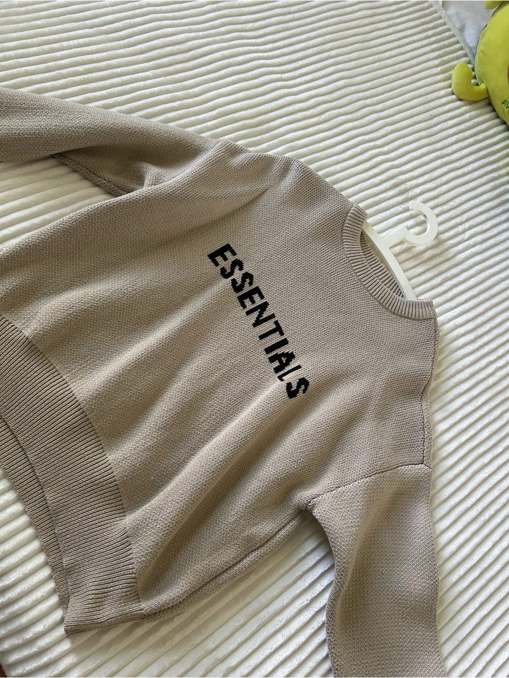 Fear of God ESSENTIALS Taupe Crewneck Sweater with Logo
